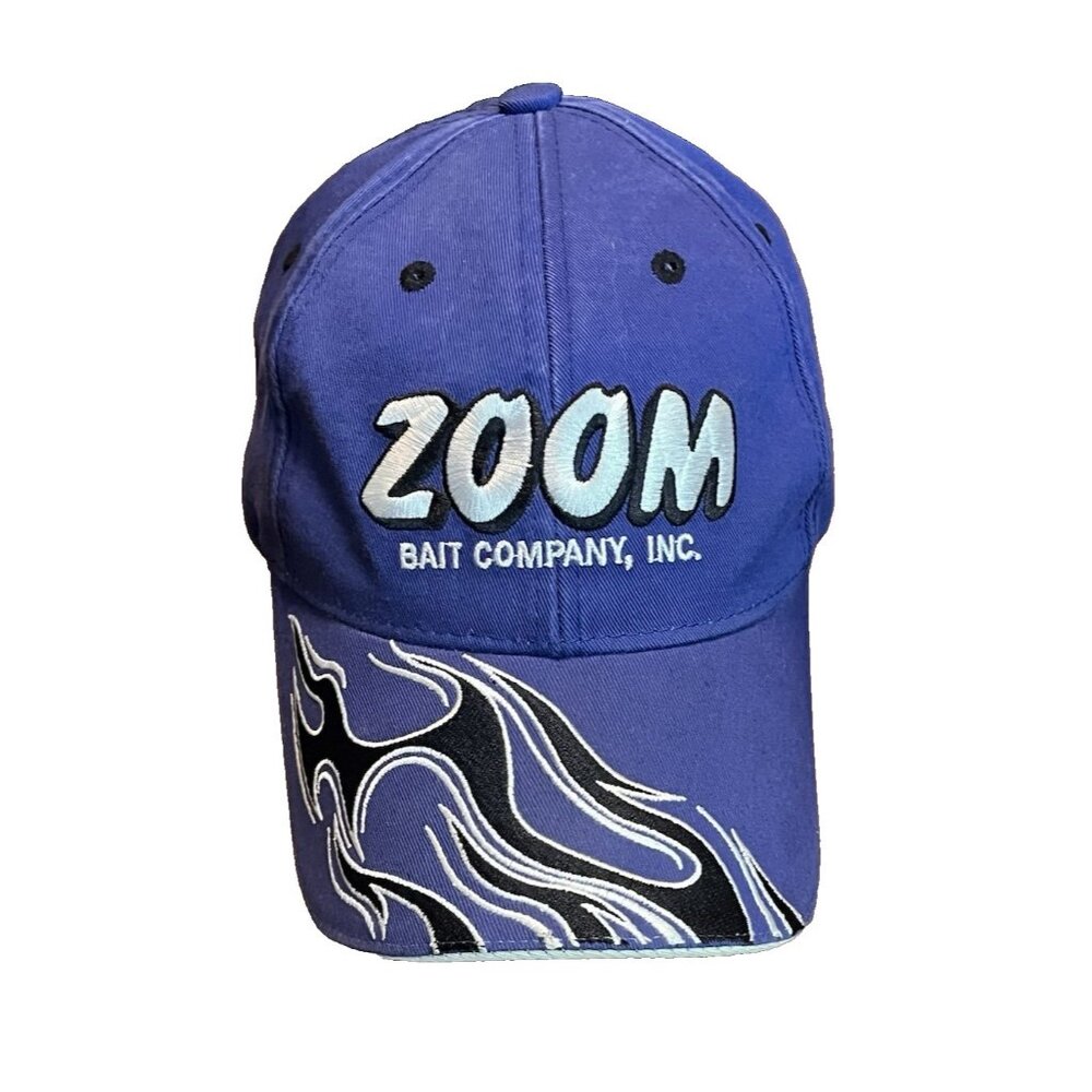 Zoom Bait Company Hat Bass Love 'Em Blue Black White Strapback Fishing Cap